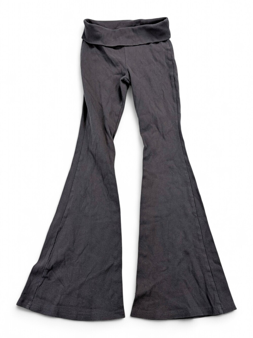 Edikted Fold-Over Flare Leggings Size S Charcoal